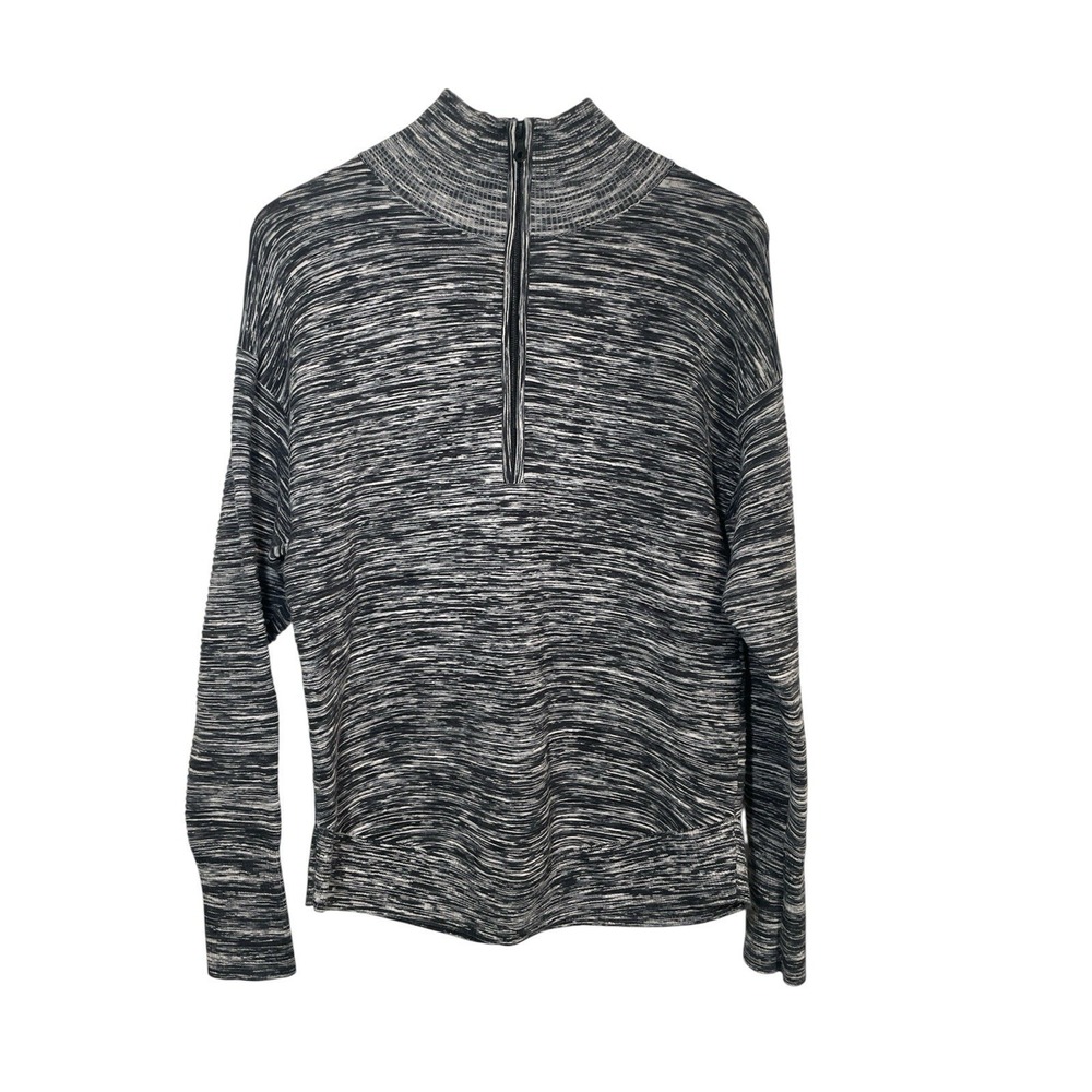 OFFLINE by Aerie Heathered Quarter Zip Pullover Sweatshirt Women M M Black White